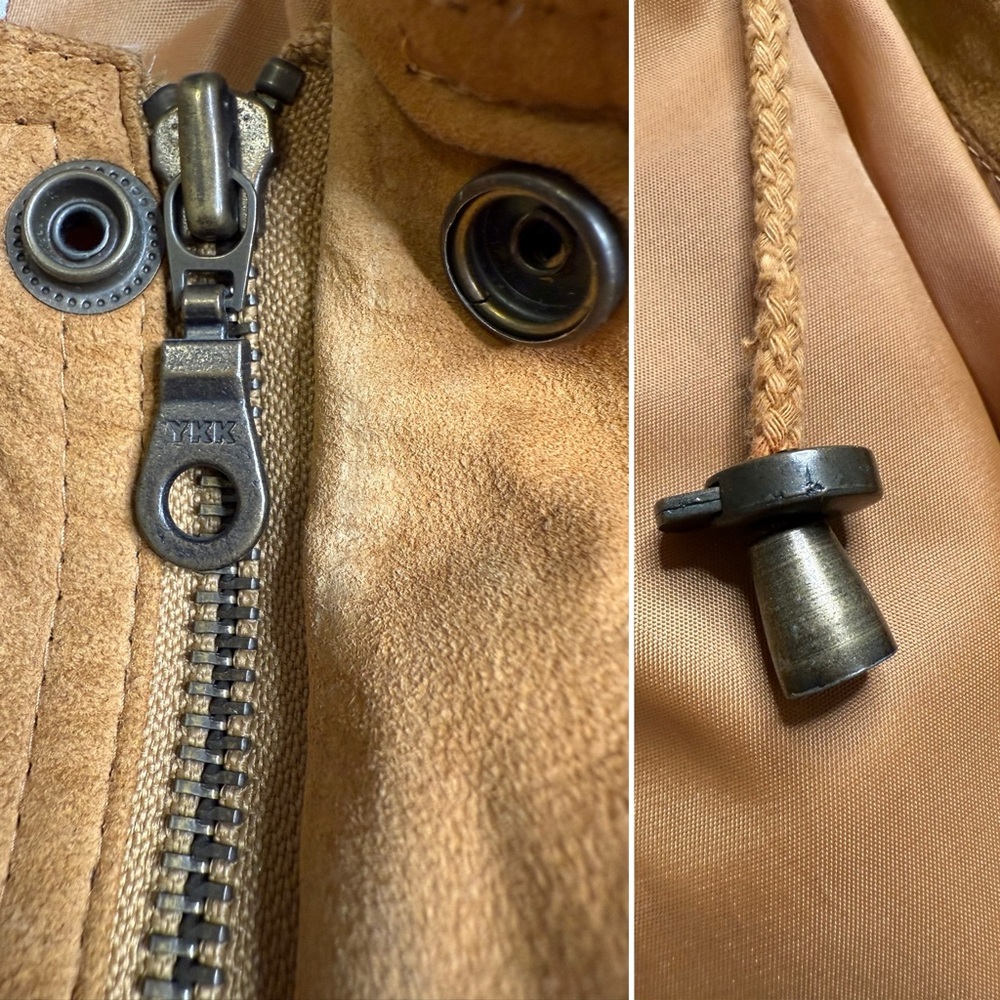 VTG Georgetown Leather Design Tan Suede Safari Jacket S Field Coat 100% Leather - Picture 10 of 14